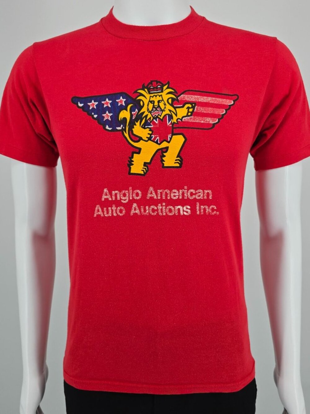 Vintage 1980s Jerzees Anglo American Auto Auctions Mascot/Logo Promo T-Shirt (S)